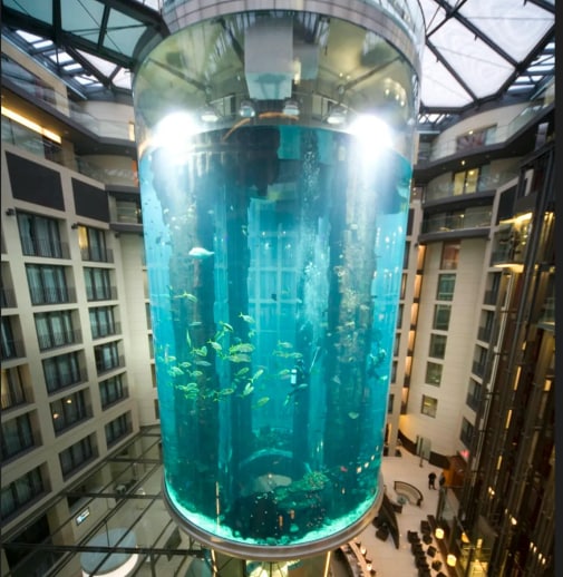 16-метровый аквариум в холле отеля Radisson Blu. До катастрофы.